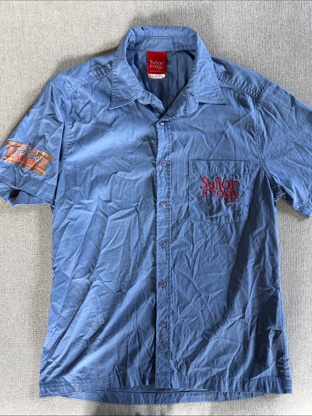 Señor Frog's Men's Short-Sleeve Casual Button-Down Shirt in Blue
